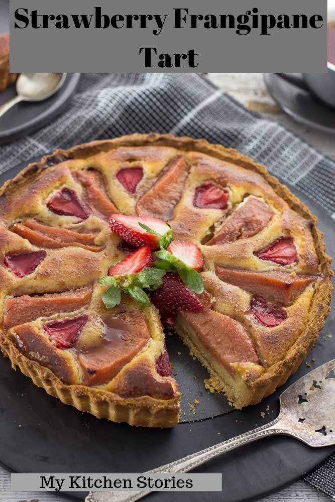 A lareg Strawberry Tart filled with Frangipane and baked