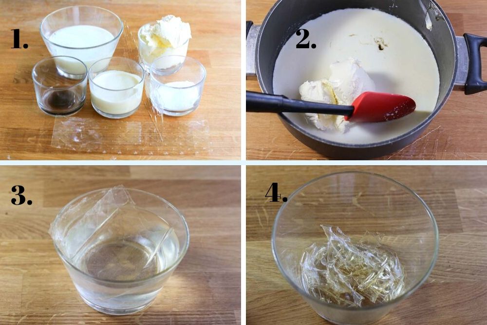 The first 4 steps to making Panna cotta
