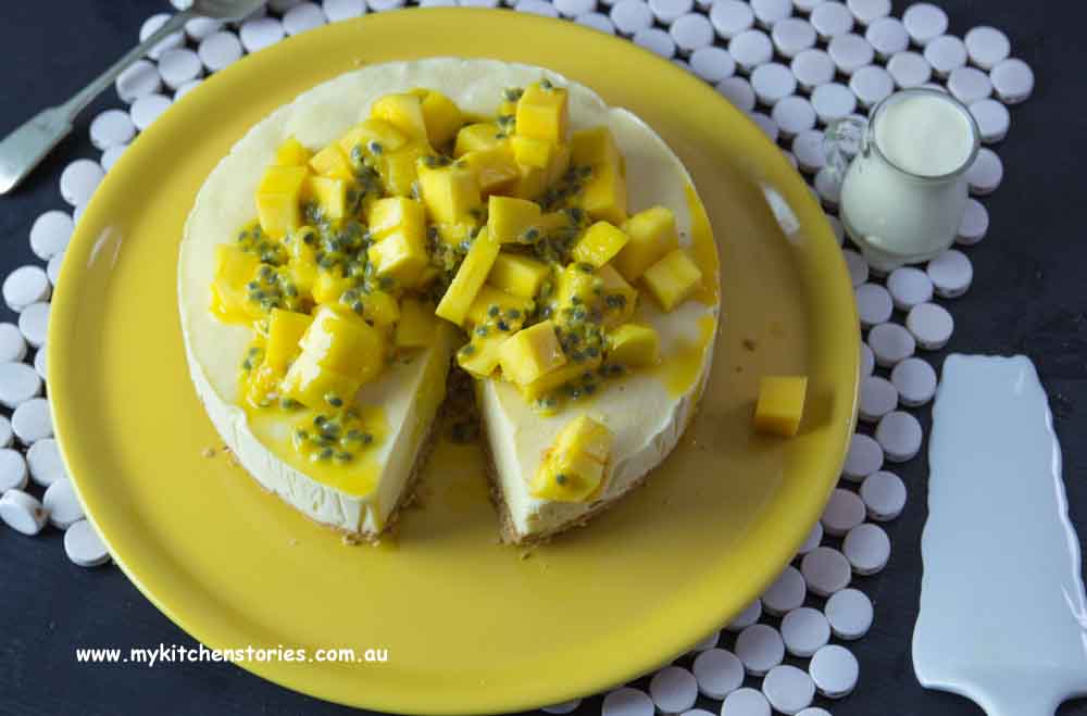 Mango passionfruit Ice Cream with mango salad