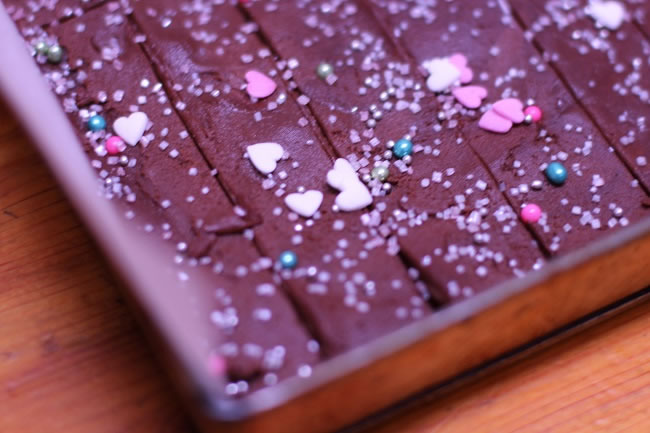 Chocolate shortbread with festive Easter sprinkles