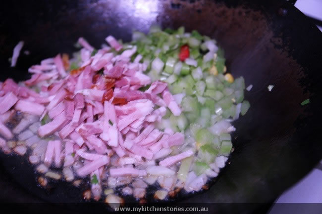Cauliflower Fried Rice wok ingredients