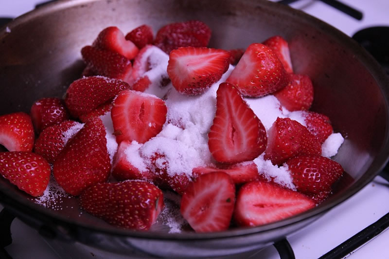 Strawberry Balsamic Sponge made with fresh strawberries