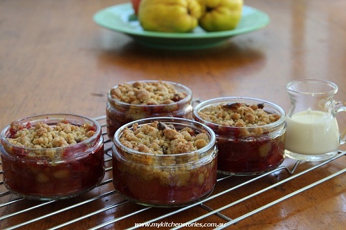 Quince and Raspberry Crumble