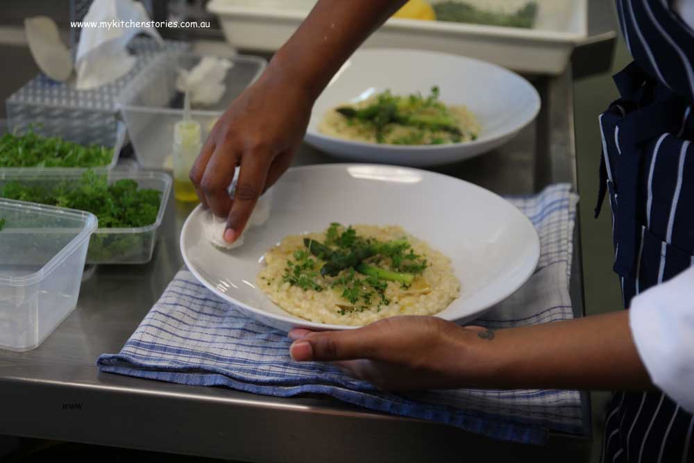 William Blue Student making Asoaragus Risotto