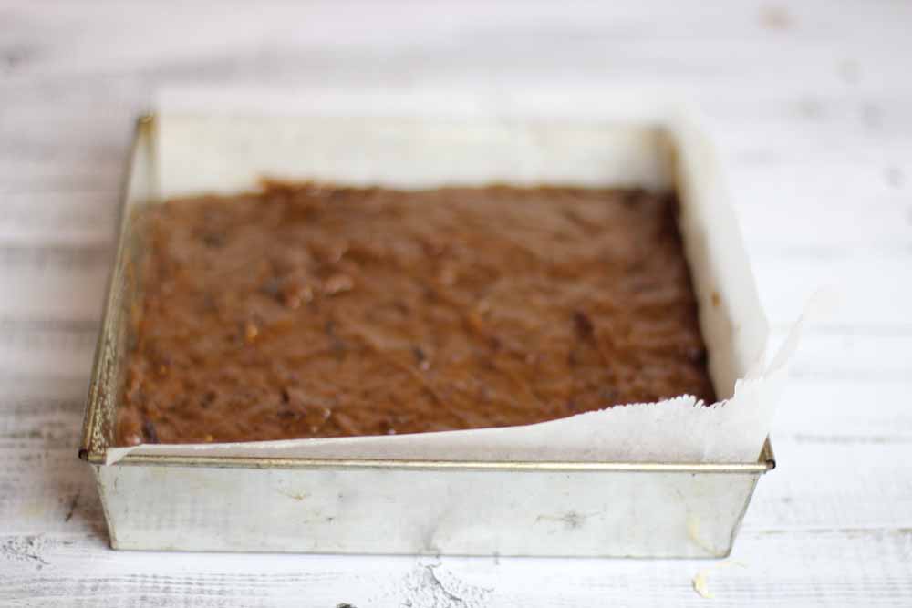 Date tray cake ready to bake