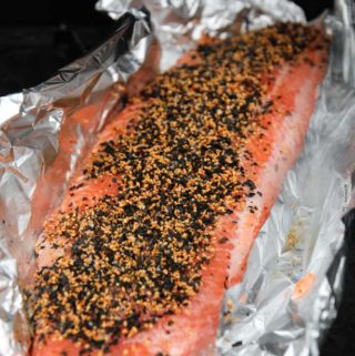 A side of salmon in foil with Wakame seasoning