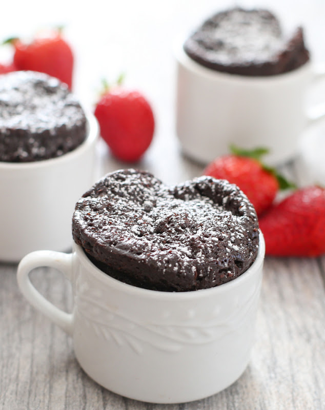 Mug Desserts for singles with chocolate and strawberry