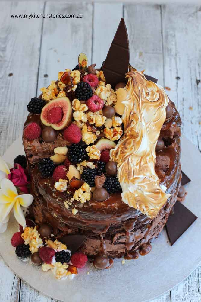 Brownie layer Cake with caramel
