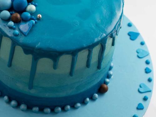 Plain Blue Iced Birthday Cake