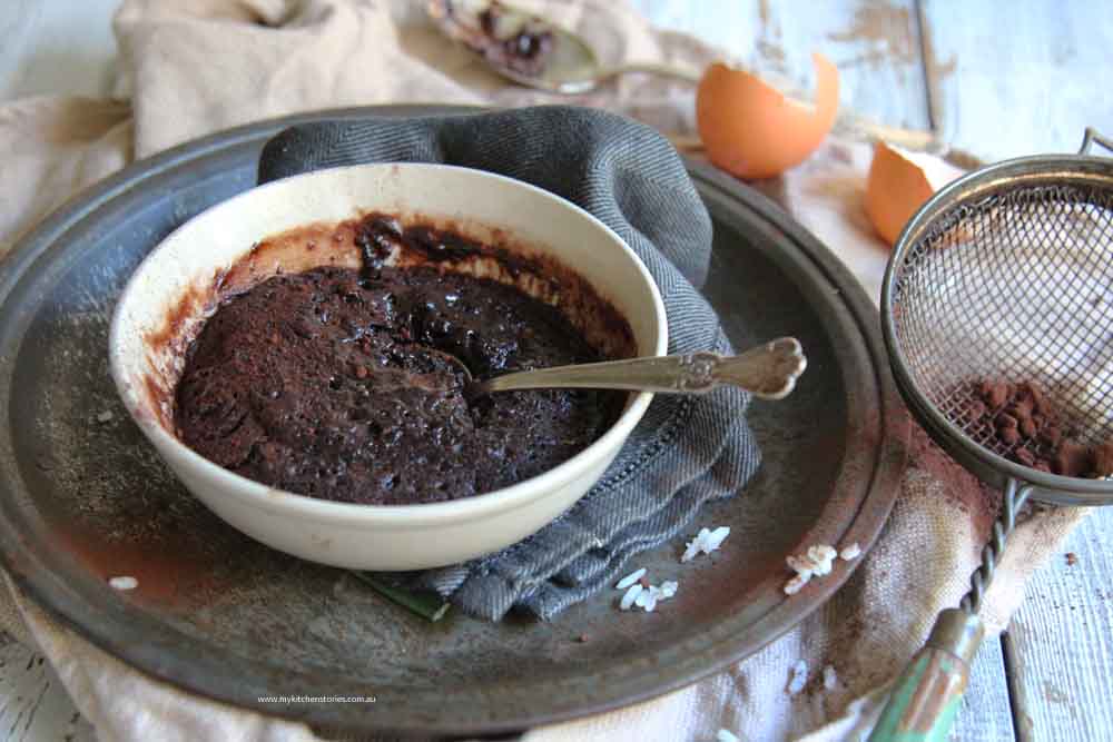 Leftover Rice Chocolate Peanut Butter Rice Mug Cak