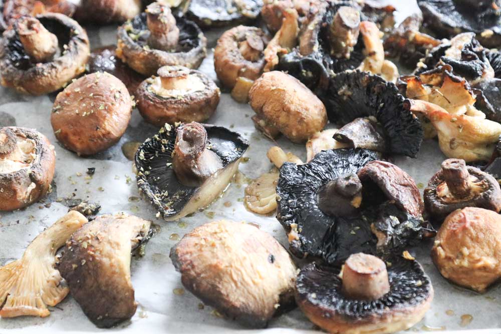 Roast Mushrooms on a baking tray
