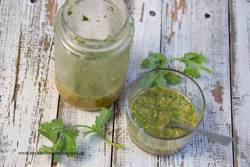 Jalapeno, lime, coriander dressing in a jar
