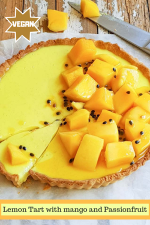 Lemon Tart, vegan with mango