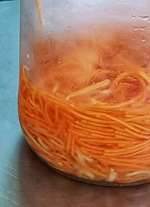 Pickled Carrot julienne in a jar
