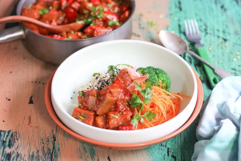 Sweet and Sour eggplant bowl
