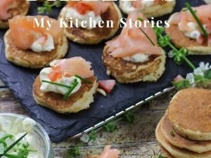 Little corn pikelets with smoked salmon