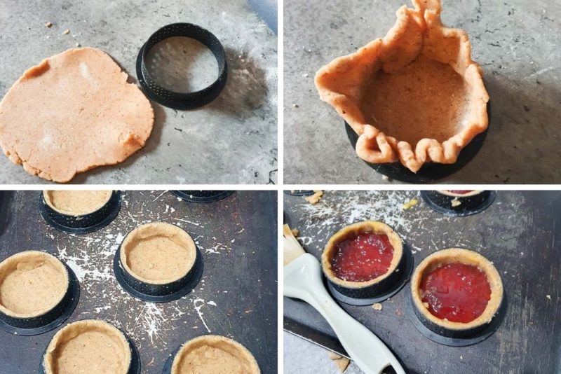 The process of making mini Linzer tortes