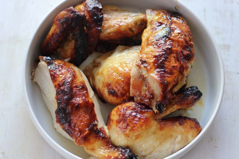 Juicy delicious brined and basted chicken