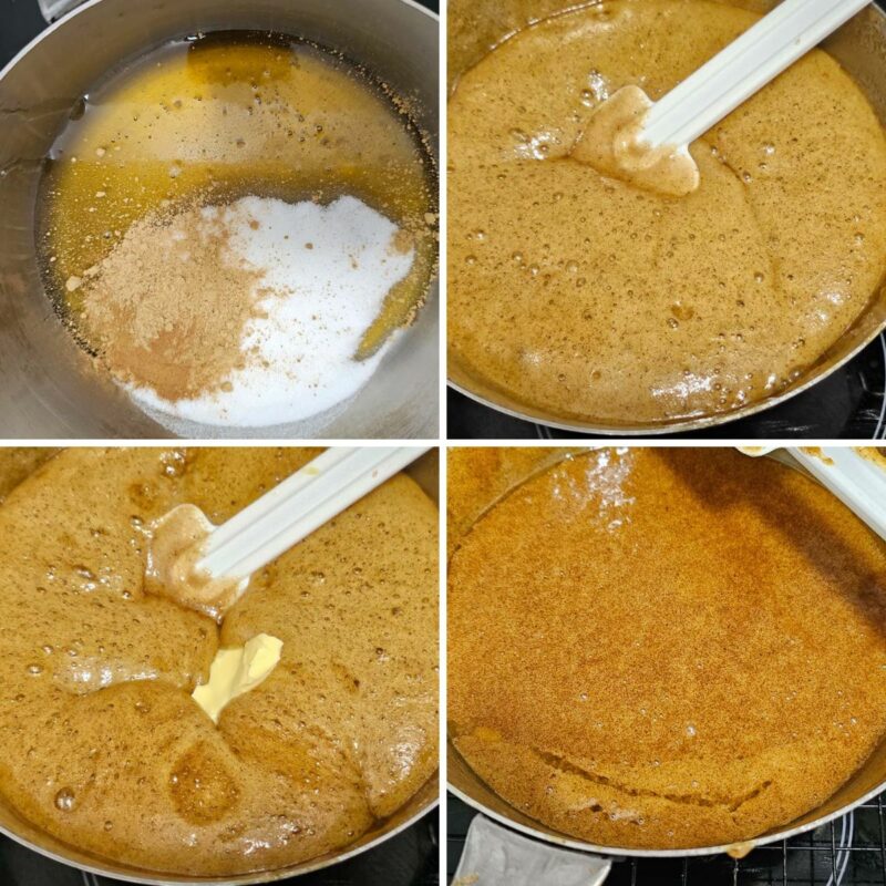making the honey mix for gingerbread