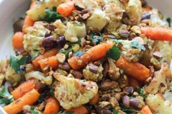 Spice Roasted-Cauliflower-Baby-carrot-and-Olive-salad-