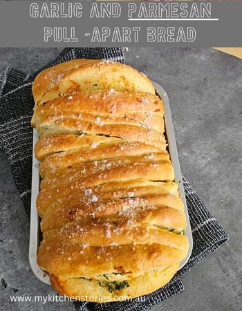 a golden loaf of pull apart bread